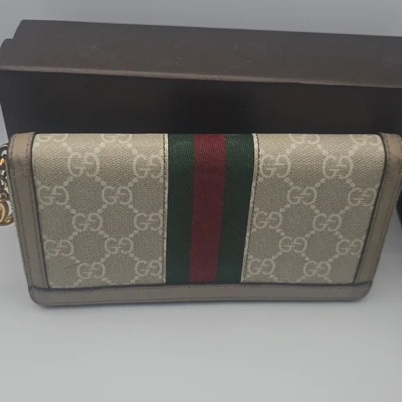 Gucci Ophidia GG Beige W/ Green & Red Sherry Zip Around Long Wallet (EUC)(COA)✨️ - Picture 11 of 15